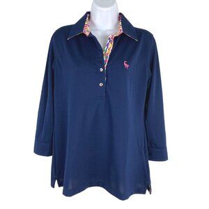 Finn Ryan Polo‎ Shirt 3/4 Sleeve Blue Golf Polyester Spandex Women's Medium